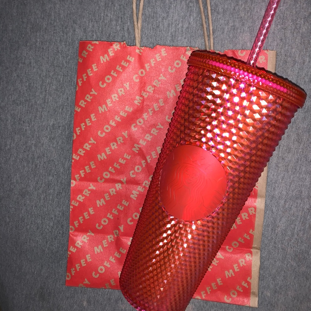 NEW STARBUCKS HOLIDAY 2019 PINK STUDDED CUP